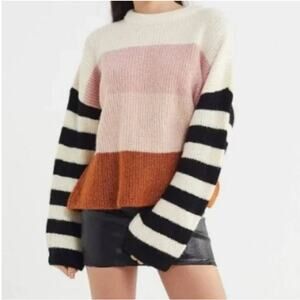 Truly Madly Deeply Los Angeles Color Block Oversized Sweater, Women's Size S